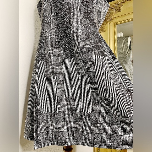 Savoir Flaire Mixed Media Houndstooth Plaid Sleeveless Fit & Flare Dress Size 16 - Picture 5 of 8